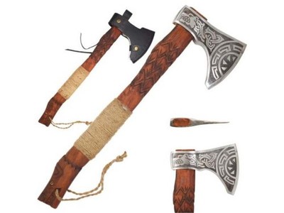 Old Ram Handmade High Carbon Steel VIKING Battle Throwing Axe w/Leather Case