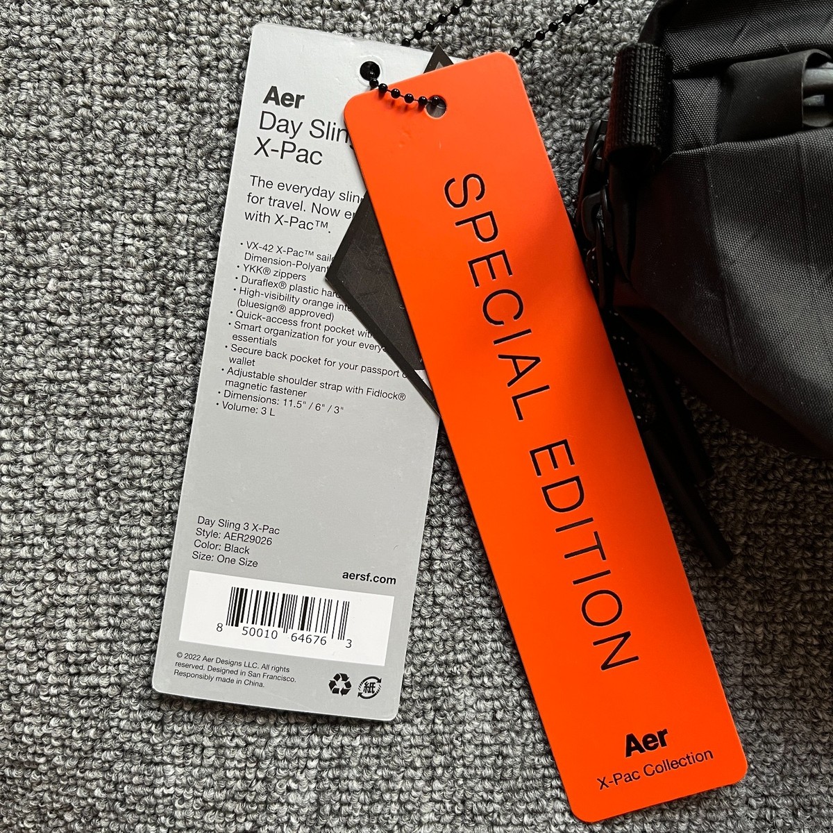 Aer Day Sling 3 X-Pac (3L) | Black EDC Travel Sling Bag | BNWT