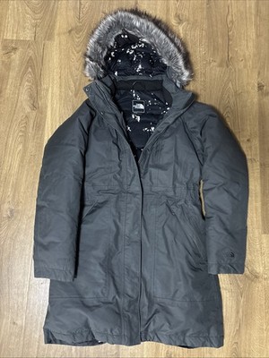 The North Face Women HyVent Fur Trim Hooded Down Parka Jacket Coat