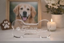 Pet Memorial Plaque Dog Bone Acrylic Keepsake Forever In My Heart Sympathy Gift