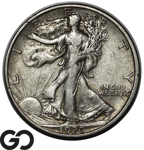 1920-S Walking Liberty Half Dollar, XF Better Date San Francisco Issue