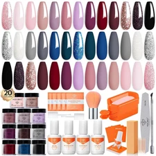 Dip Powder Nail Kit, 20 Colors Pink Blue Black White Nude Grey Dipping Powder St