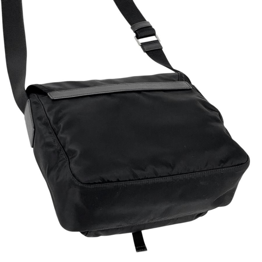 PRADA Plate Shoulder Bag Nylon Black 25.5cm #BS666 thumbnail 2