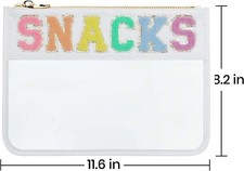 Chenille Letter Snack Pouch - PVC and Nylon Clear For Travel and Organazation