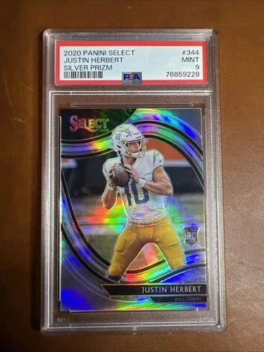 2020 Panini Select - Field Level Silver #344 Justin Herbert (RC) PSA 9