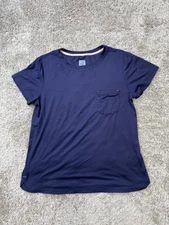 Jane and Bleecker Shirt Womens Small Navy Blue Pocket Sleep Lounge Pajama Top