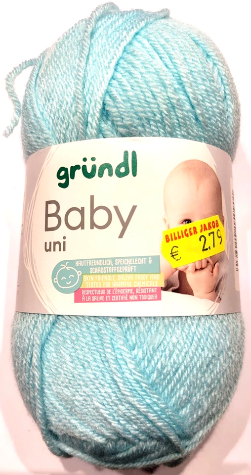 Gründl Baby uni Farbe: 5 pastelltürkis 50g 150m 70% Polyacryl 30% Polyamid