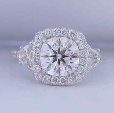 3Ct White Cushion Cut CZ Engagement Wedding Ring Solid 925 Sterling Silver