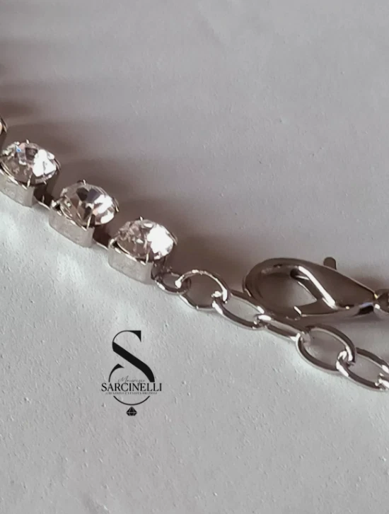 COLLANA DONNA GIROCOLLO COLLARINO CON BRILLANTI STRASS GIOIELLO MADE IN ITALY - Immagine 3 di 4