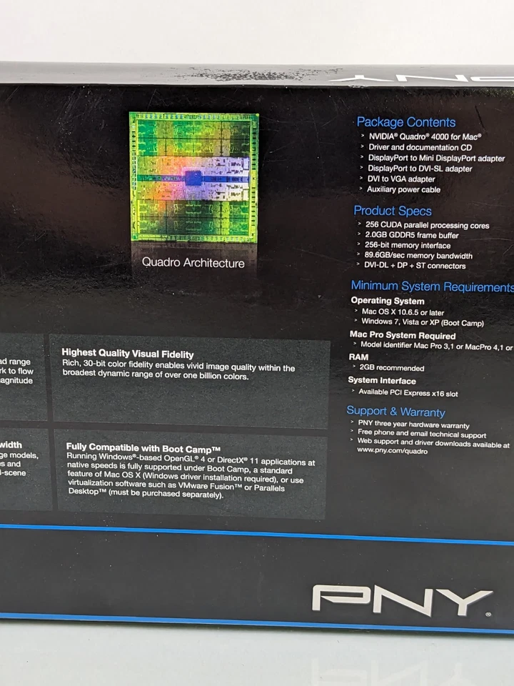 PNY Nvidia Quadro 4000 for Mac 2GB GDDR5 PCIe 3.0 x16 Graphic Card VCQ4000MAC-PB - Image 4 of 4
