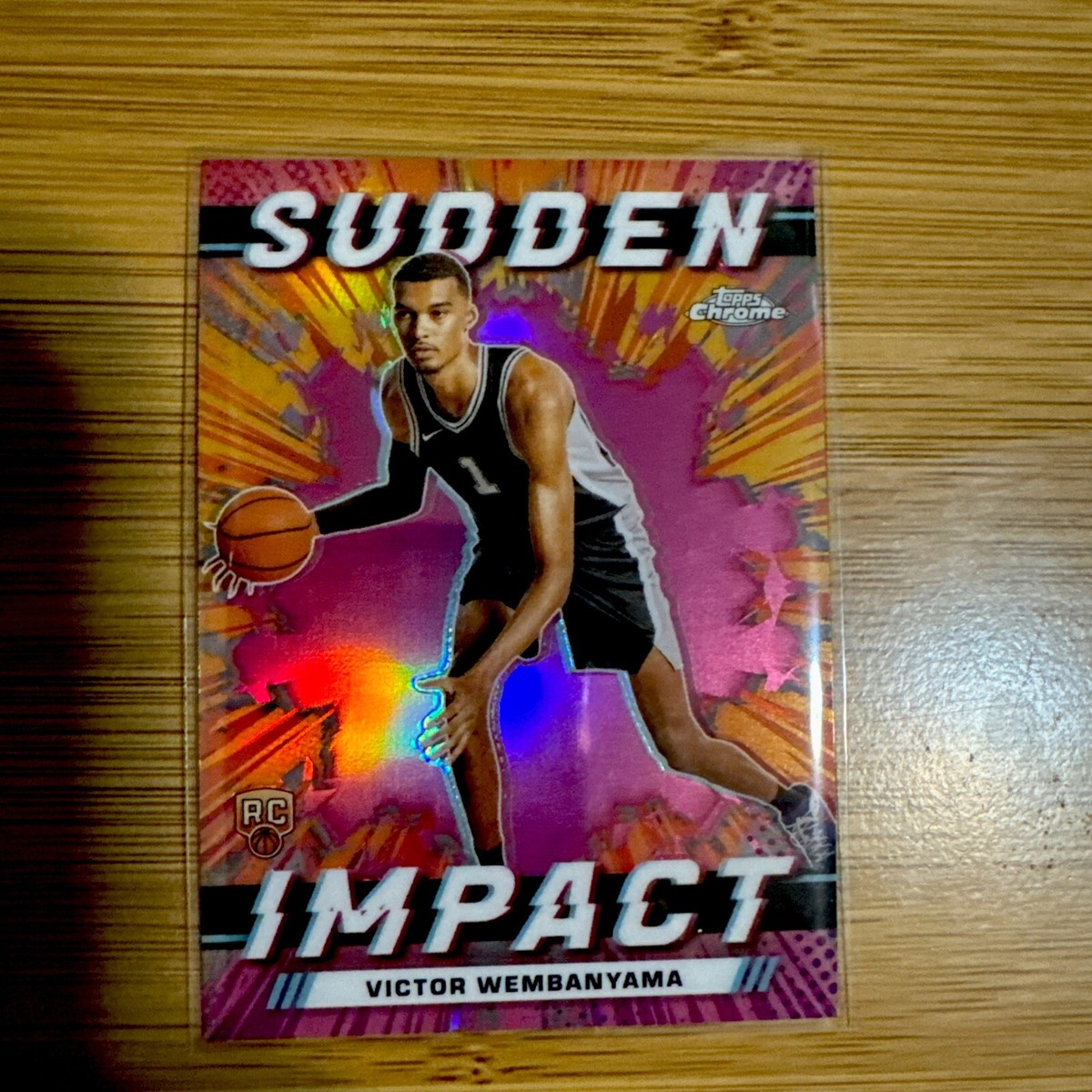 2023-24 Topps Chrome Victor Wembanyama Sudden Impact Pink Topps VICTOR WEMBANYAMA pink Refractor