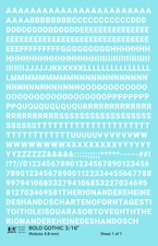 K4 HO Scale Water Slide Decals White 3/16 Inch Bold Gothic Letter Alphabet