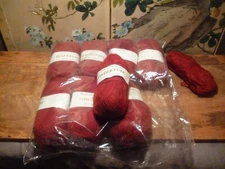 Filatura Lanarota Powder Puff yarn, RED #1175, lot of 8+ (150 yds each). c4