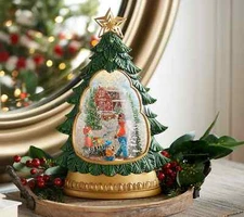 Holiday Traditions Illuminated Glitter Tree by Valerie in Tree Farm White NIB