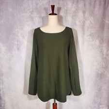 MICHAEL KORS Round Neck Zip Back Hi-Lo Knit Tunic Sweater LARGE Green
