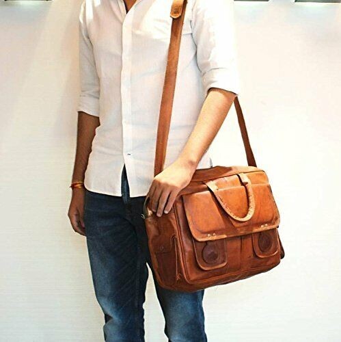 Vintage Brown Leather Messenger Bag Handmade Men's Laptop Shoulder Satchel