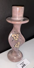 Soapstone Candlestick Holder Twist Swirl Mauve Vintage