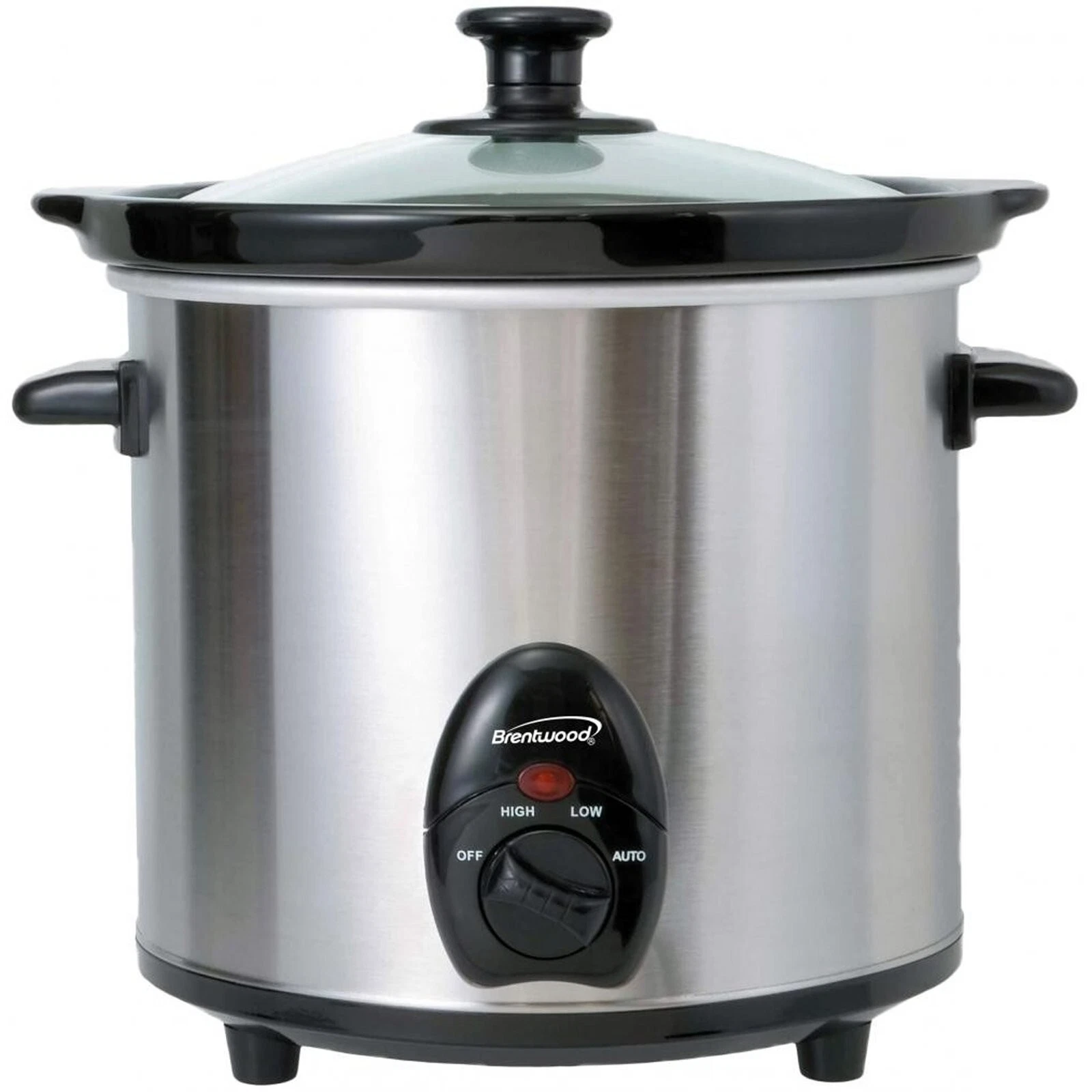 Brentwood 170W 3 Quart Stainless Steel Slow Cooker SC-130S 3 Settings Tempered