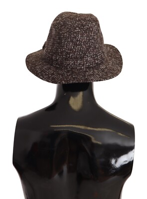 DOLCE & GABBANA Hat Gray Melange Blended Textured Tweed 
