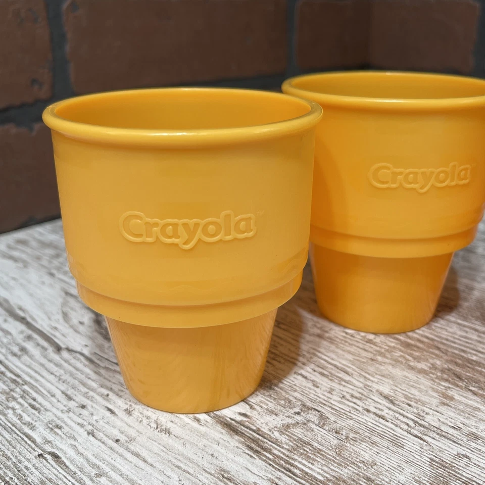 Crayola Cups 2007 Plastic Orange/Yellow #80051 Set of 4 Microwave Safe RARE! - Image 2 of 4