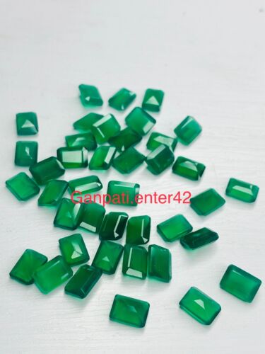 GREEN ONYX LOOSE GEMSTONE FACETED OCTAGON CUT 8x6 MM CALIBRATED 10 PCS LOT E - Picture 5 of 8