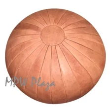 MPW Plaza Pouf, Deco, Sand, Moroccan Leather Ottoman (Un-Stuffed)