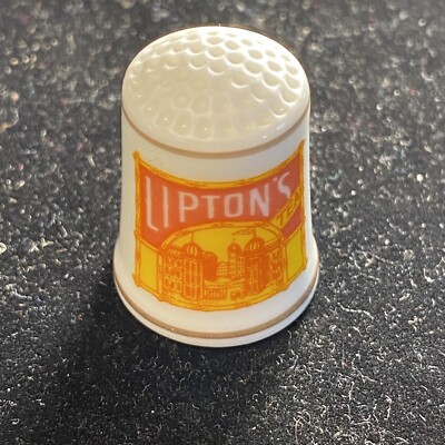 FRANKLIN MINT ADVERTISING THIMBLE PORCELAIN Lipton s Tea # X1167