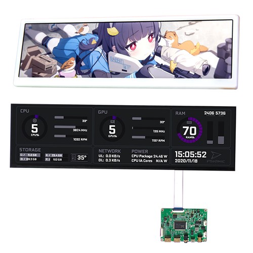Pour étui PC Hyte Y60 Aida64 moniteur GPU CPU 12,6 pouces NV126B5M LCD 1920*515 - Photo 15/15