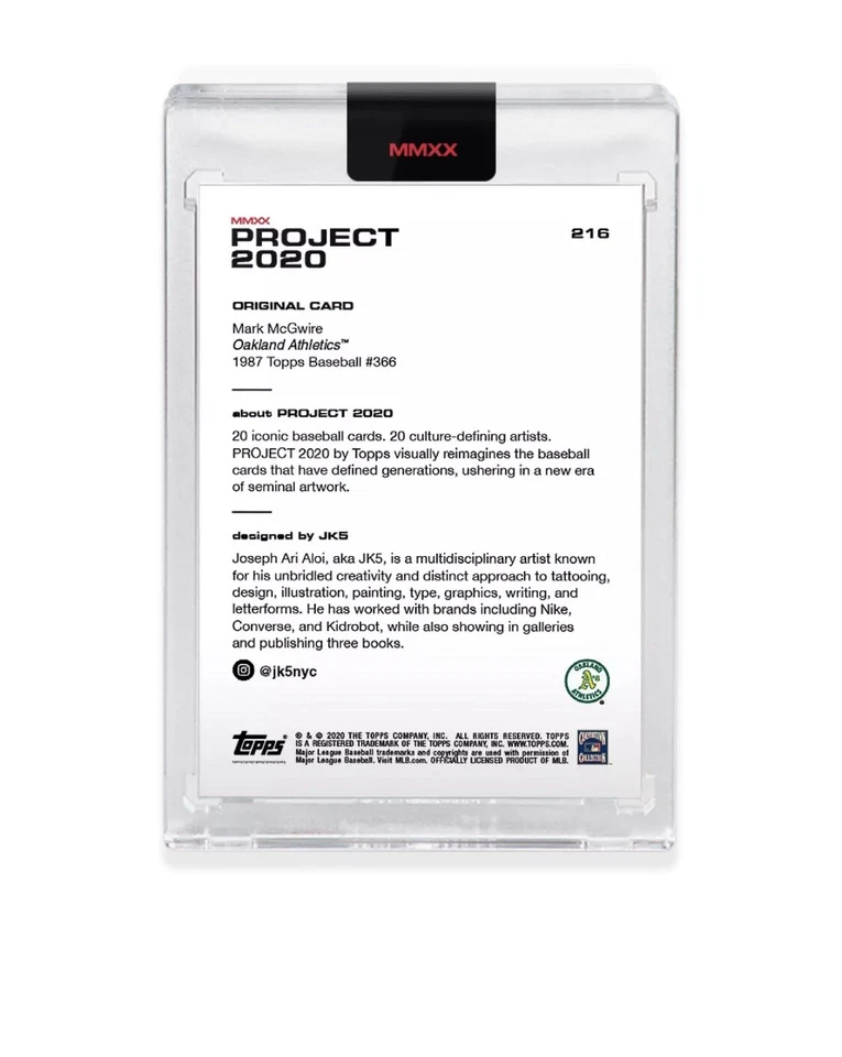 Topps PROJECT 2020 Card 216  1987 Mark McGwire by JK5 Oakland A's w/box PREORDER - Image 2 of 4