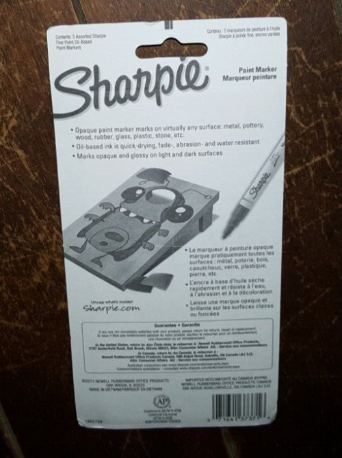 Sharpie 5ct Oil Based Paint Markers ~FINE~ Marks on Wood & Glass - Item #37371