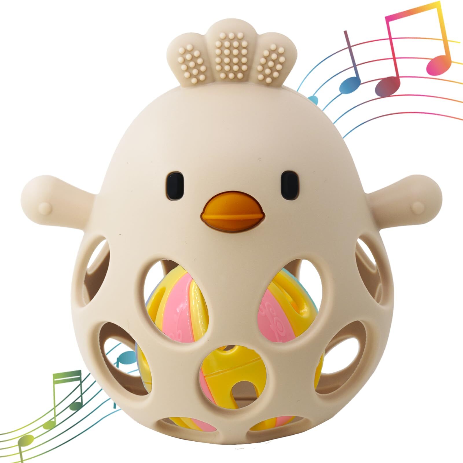 Baby Teething Rattle Toy Upgraded Easy Grasp Silicone Teething Rattle Ball Toy F