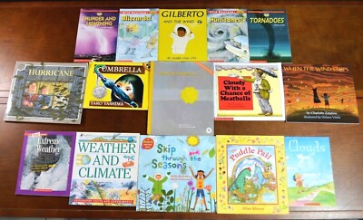 Set 15 HBPB Weather Picture Books Clouds Rain Snow Hurricane Science Teacher W3