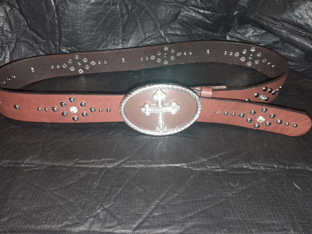 Nocona Belt Co Brown Floral Rhinestones Silver Buckle Sz Med Womens Nocona Rhinestone Floral Belts for Women for sale | eBay main image 3