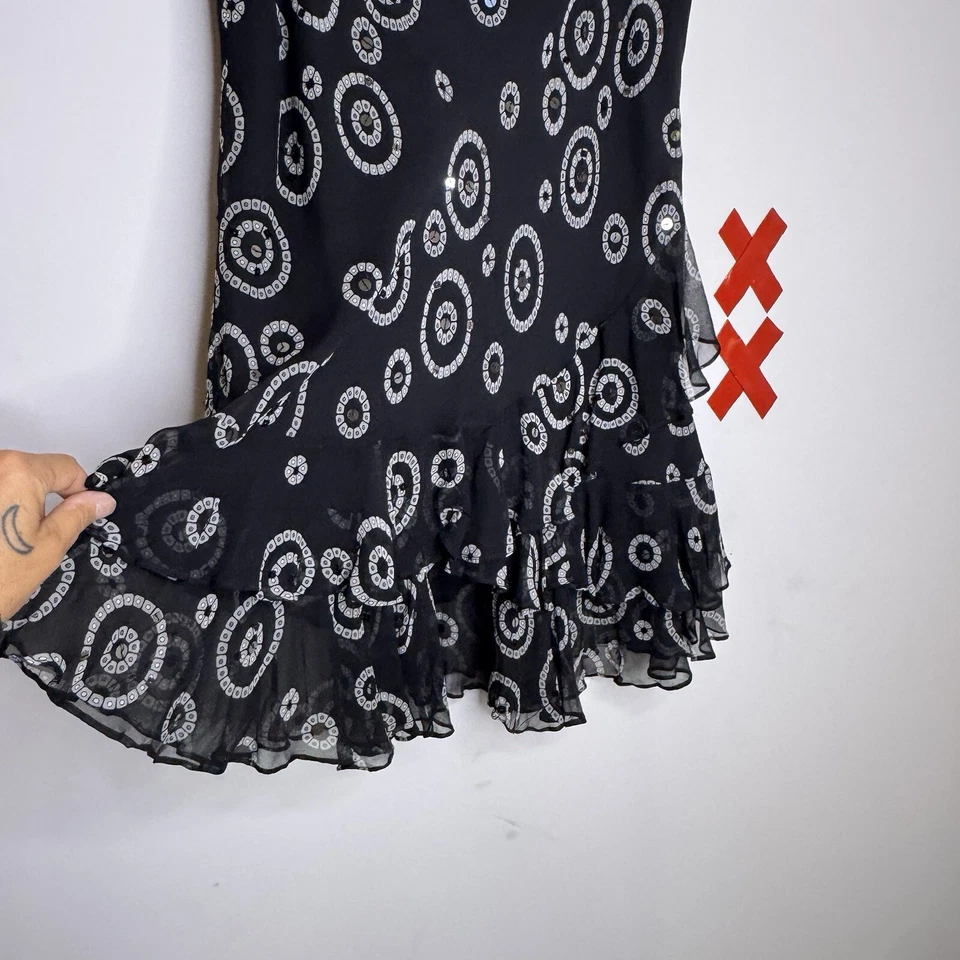 Falda De Colección ALFANI Negra Seda Volantes Lentejuelas Y2K Hada Capricho Coqueta Años 90 14 Foto 2 de 4