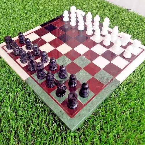 Marble Chess Set Pieces Board Game Handmade Premium Top Quality Inlay Stone - 第 1/9 張圖片