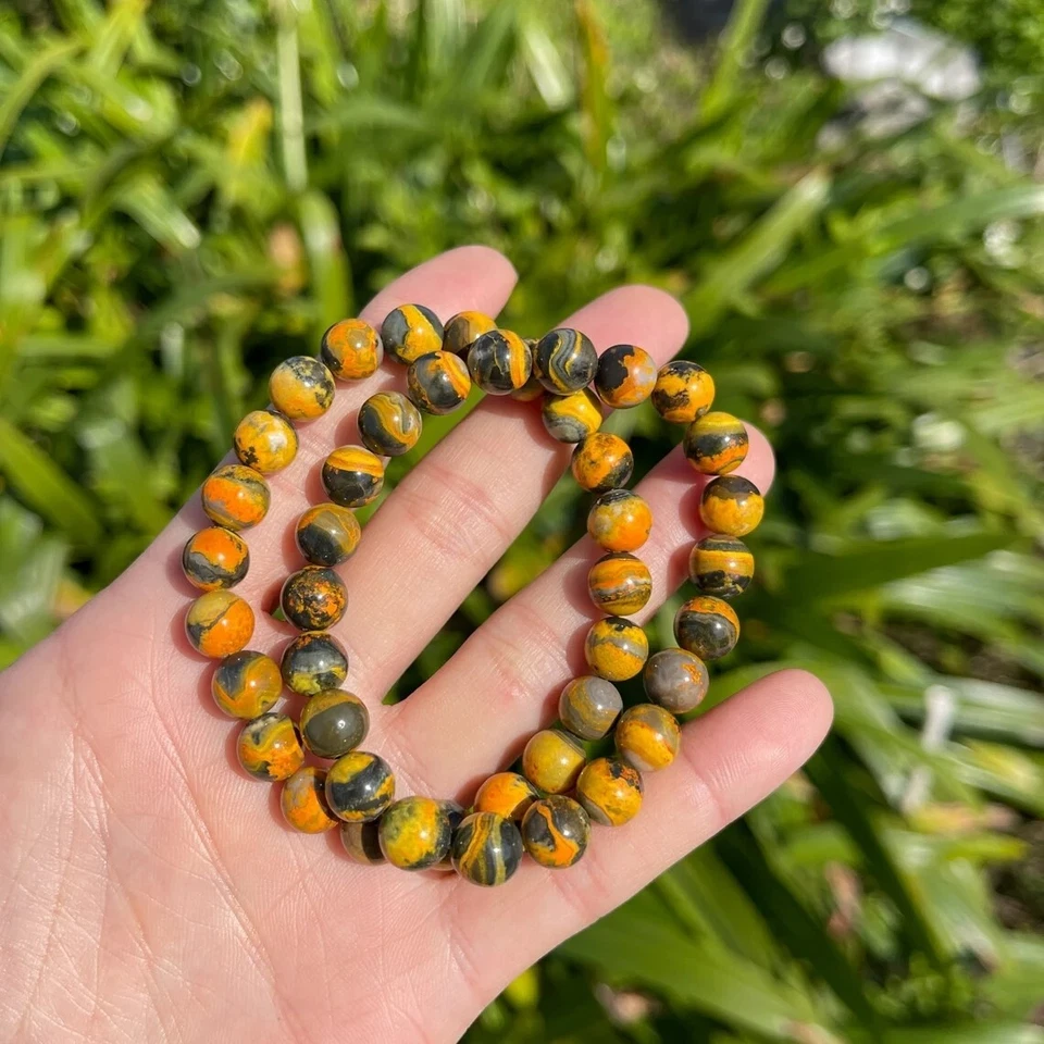 Bumblebee Jasper Beads Bracelet Handmade Stretch Bracelet Casual Crystal Jewelry - Image 2 of 4