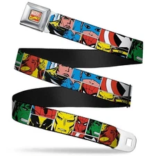Buckle Down Seatbelt Buckle Men's Belt Marvel Avengers Faces Adjustable
