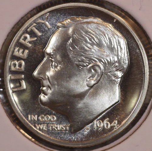 1964 Roosevelt Dime - Choice Gem Proof  Lustrous  Silver DCAM 64800
