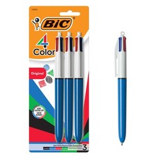 BIC 4-Color Original Retractable Ball Pens, 3 Count Pack of 1 , Multicolor