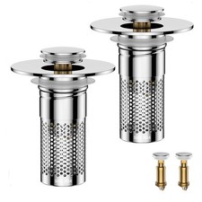 Bathroom Sink Drain Strainer,Universal Pop-Up Stopper Hair Silver-2pack