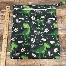 Wet Bag Double Zip Waterproof Diaper Pouch Swim Laundry Travel Dinosaurs