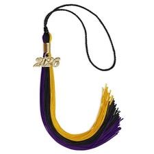 Endea Graduation Black/Purple/Gold Tassel With Gold Date Drop