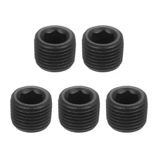 5Pcs Socket Pipe Plugs, PT 1/8"Carbon Steel Hex Thread Pipe Caps, Black