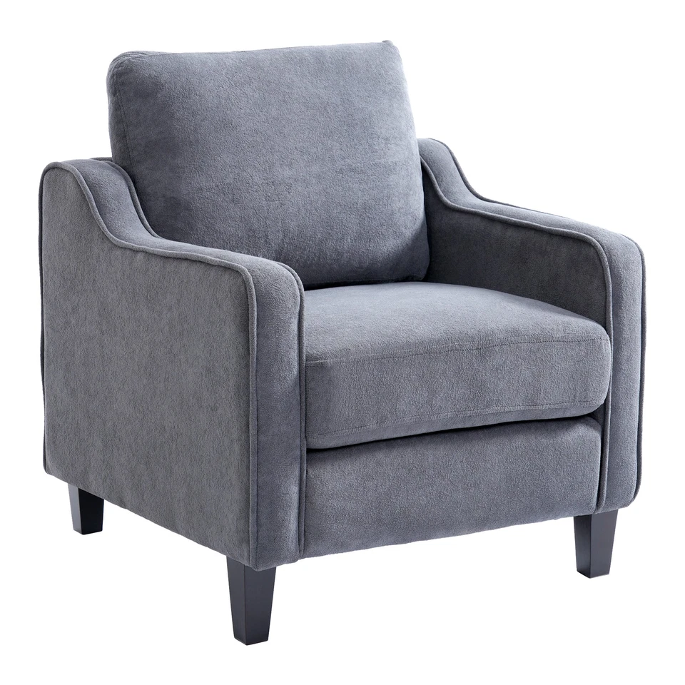 Cómodo sillón tapizado de chenilla FLEXISPOT, silla de dormitorio moderna de mediados de siglo Foto 2 de 4