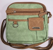 MultiSac North South Zip Around Crossbody Bag Sage Green Camel Organizer Purse