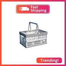 VIGAER 20L Plastic Collapsible Storage Crate - Foldable Handle Crate Storage Bas