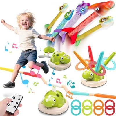 3 in 1 Dinosaur Rocket Launcher Musical Jump Toss Ring Game and Large, Large 