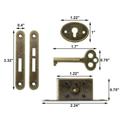 Jiozermi 2 Pack Mini Locks with Skeleton Key, Full Mortise Antique Locks for ...