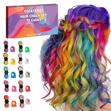 Hair Chalk for Girls Washable, 10PCS Temporary Hair Color for Kids Adults, Tempo