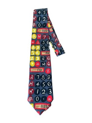 Dino Romaro Handmade Novelty Tie Calculator Print Math Teacher Nerd Science